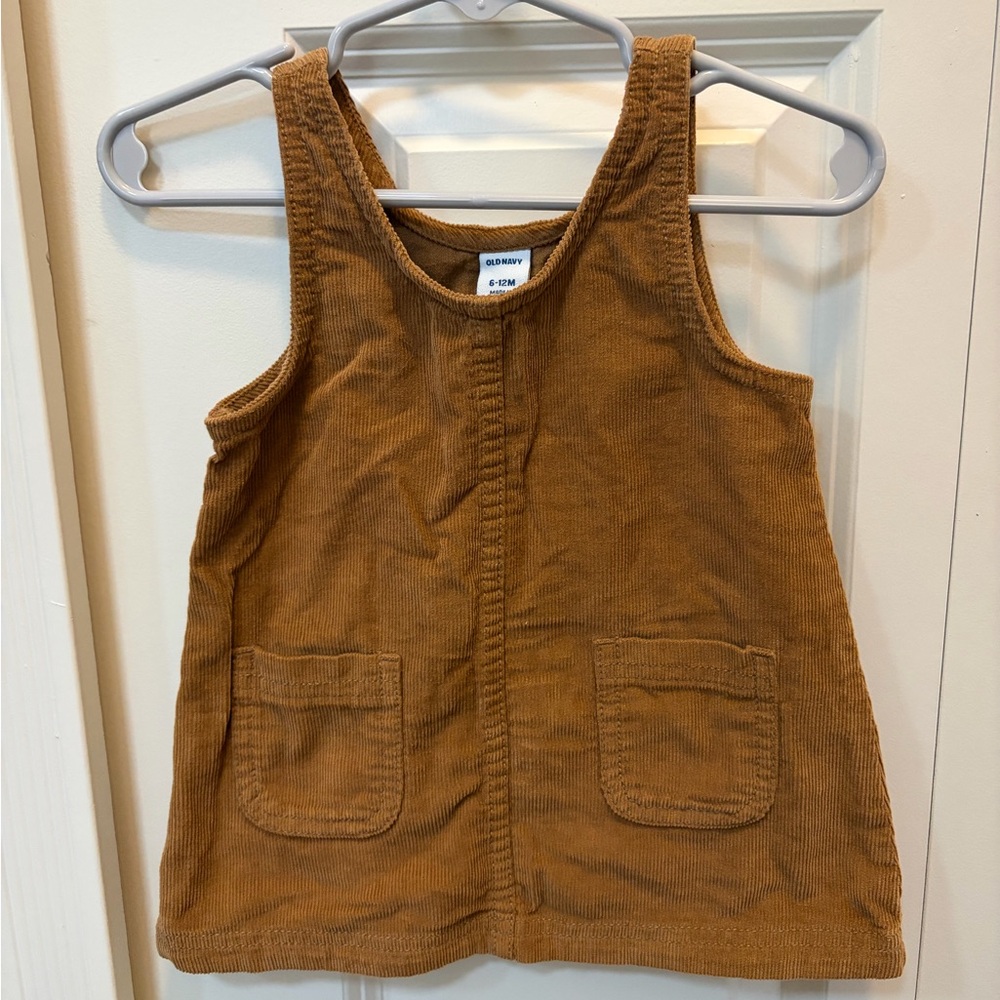 Old Navy Corduroy Pocket Jumper Dress in Warm Brown